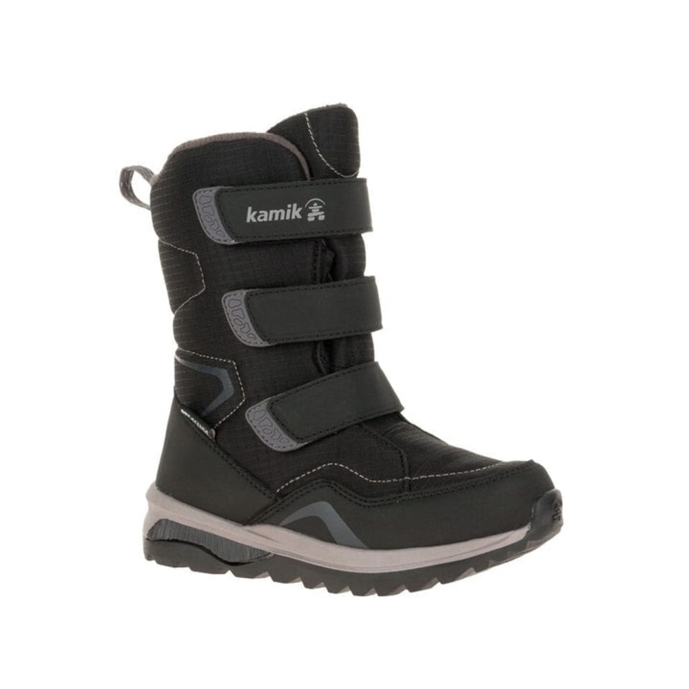 Size 4 Youth Kamik Black and Gray Kids Snow Boots